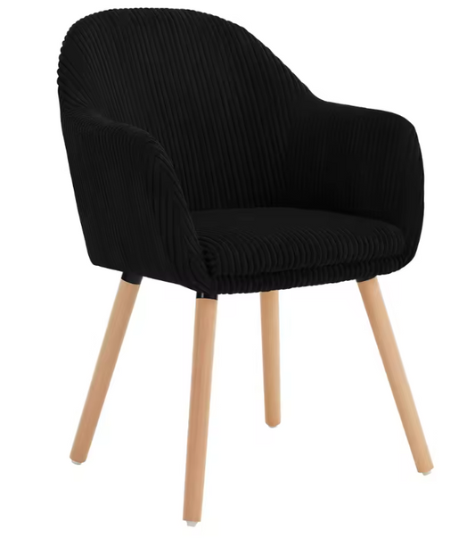 Moderne Eetkamerstoel met Armleuningen – Corduroy Bekleding & Houten Poten