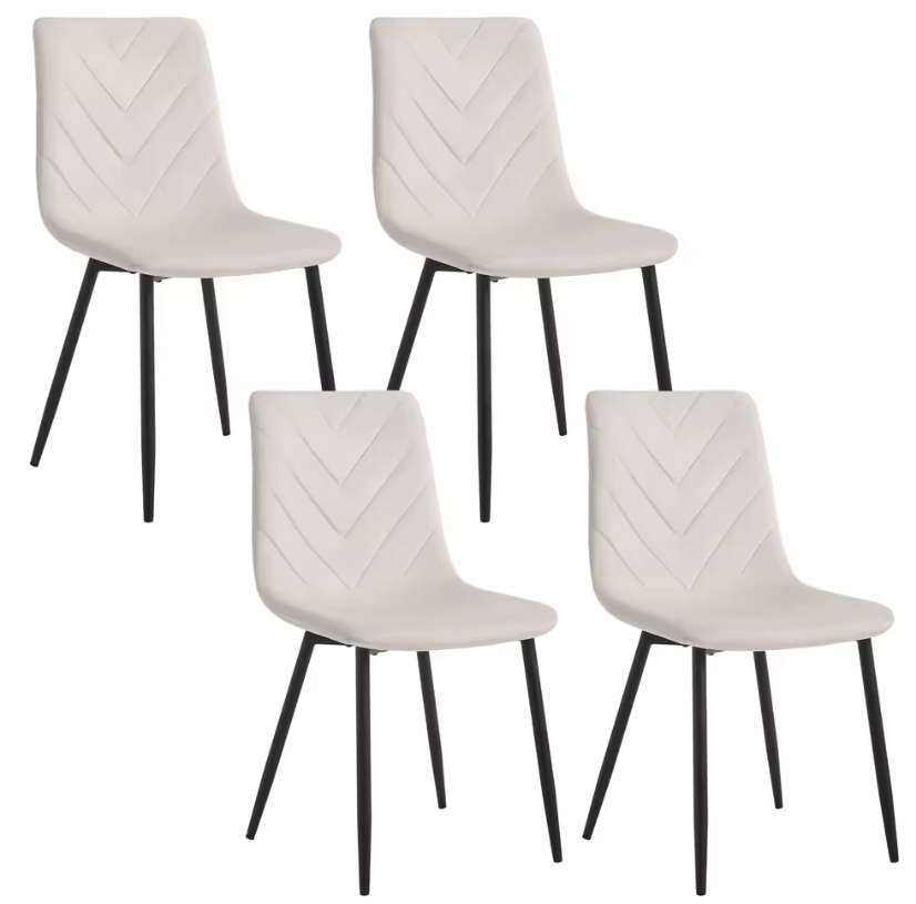 Set van 4 Fluwelen Eetkamerstoelen – Metalen Poten & Ergonomisch Ontwerp