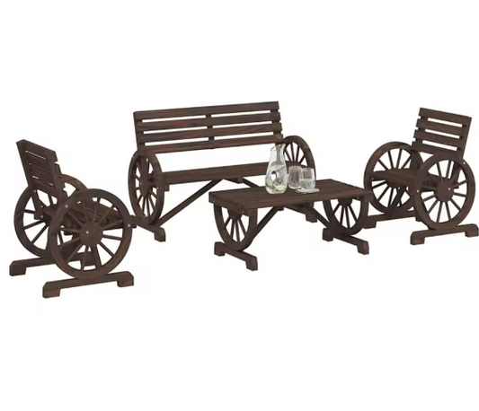 4-delige Tuin Loungeset – Stalen Frame & Moderne Tafel