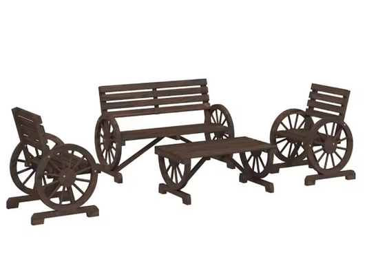 4-delige Tuin Loungeset – Stalen Frame & Moderne Tafel