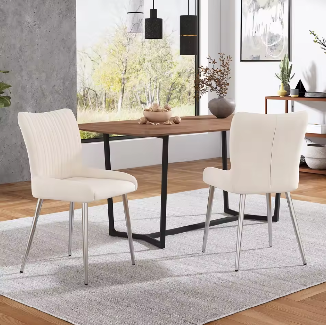 Set van 2 Fluwelen Eetkamerstoelen – Metalen Poten & Comfortabele Rugleuning