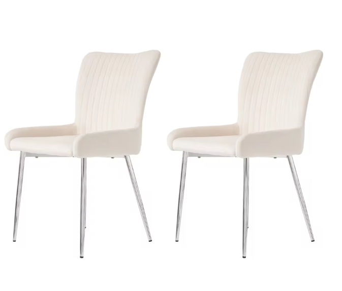 Set van 2 Fluwelen Eetkamerstoelen – Metalen Poten & Comfortabele Rugleuning