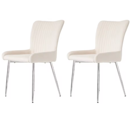 Set van 2 Fluwelen Eetkamerstoelen – Metalen Poten & Comfortabele Rugleuning