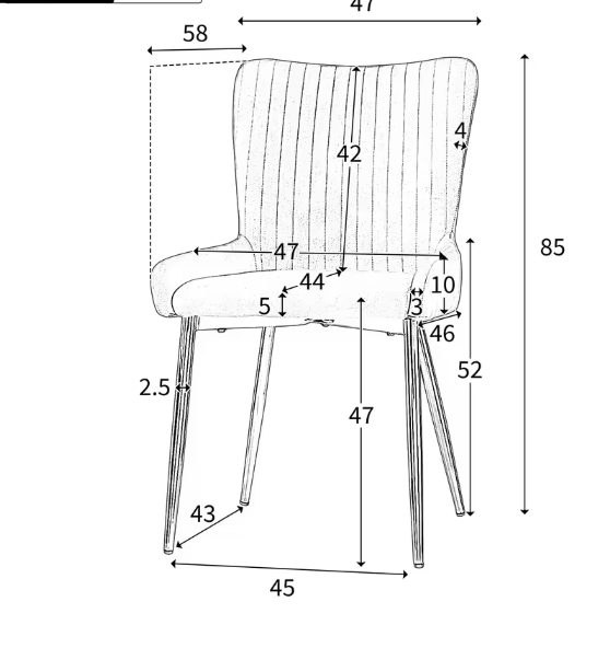 Set van 2 Fluwelen Eetkamerstoelen – Metalen Poten & Comfortabele Rugleuning