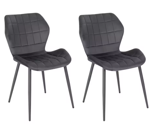 Set van 2 Gestoffeerde Eetkamerstoelen – Kunstleer/Fluweel & Metalen Poten