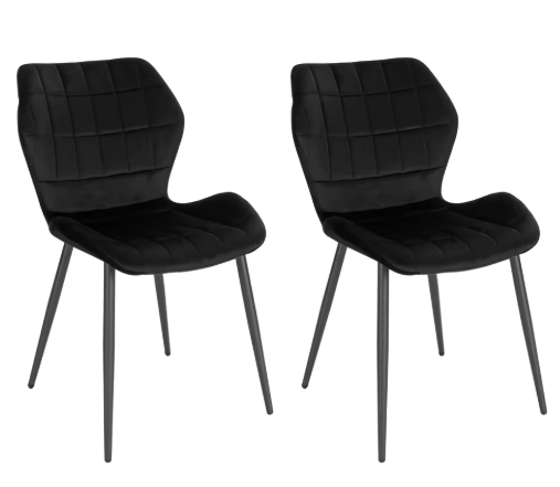 Set van 2 Gestoffeerde Eetkamerstoelen – Kunstleer/Fluweel & Metalen Poten