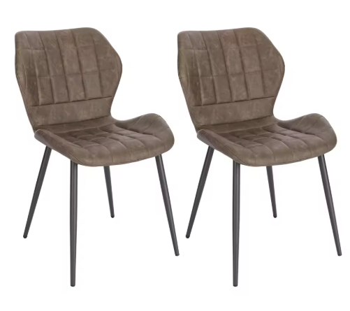 Set van 2 Gestoffeerde Eetkamerstoelen – Kunstleer/Fluweel & Metalen Poten