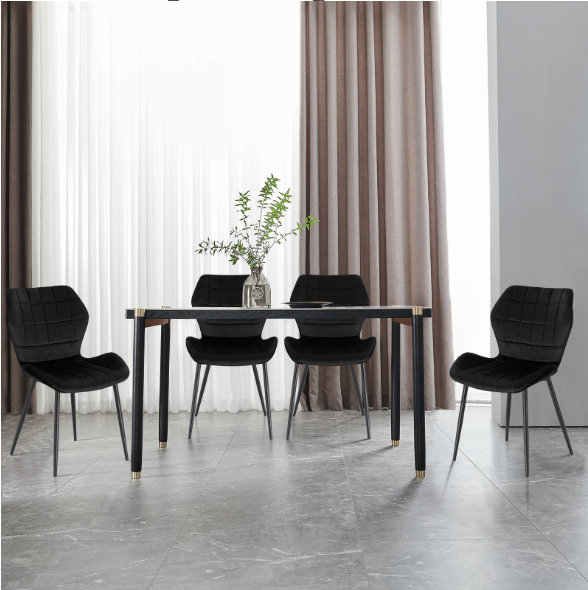 Set van 2 Gestoffeerde Eetkamerstoelen – Kunstleer/Fluweel & Metalen Poten