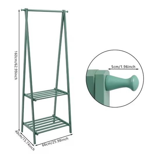 Bamboe Kledingrek Opvouwbaar – Kapstok met Kledingstang & Planken 66×40×160 cm