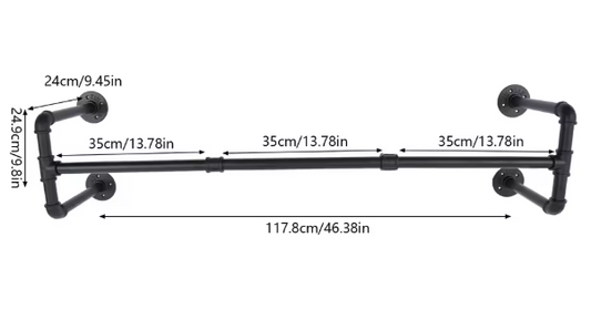 Industriële Wandkapstok – IJzeren Kledingrek 115 cm, 40 kg Draagkracht