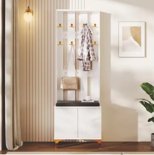 Moderne Garderobekast met Bank, Haken en Schoenopslag – Luxe Ontwerp