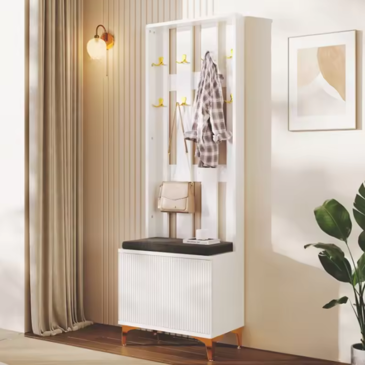 Moderne Garderobekast met Bank, Haken en Schoenopslag – Luxe Ontwerp