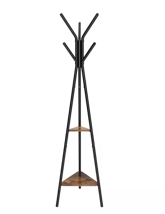 Vrijstaand Kledingrek met Kapstok en Vintage Legplanken – Industrieel Design