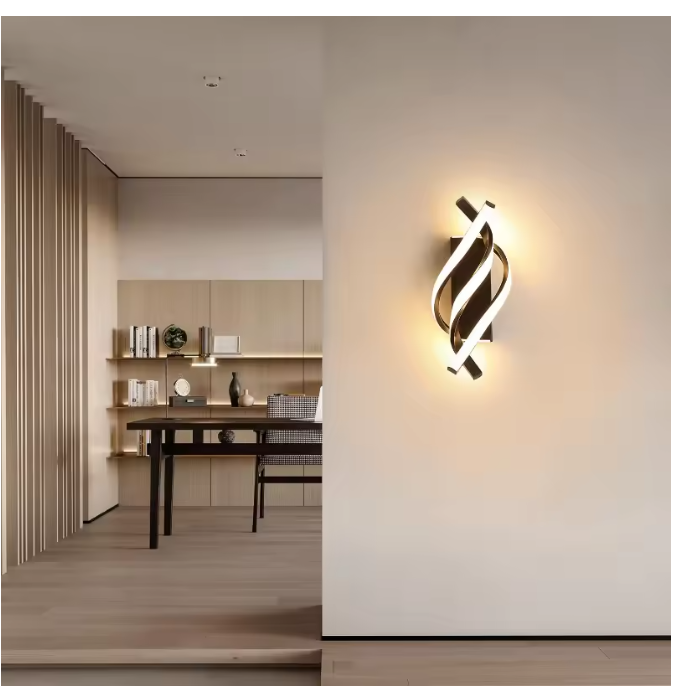 Gebogen LED Wandlamp – Spiraalvormig Design voor Slaapkamer, Woonkamer & Gang