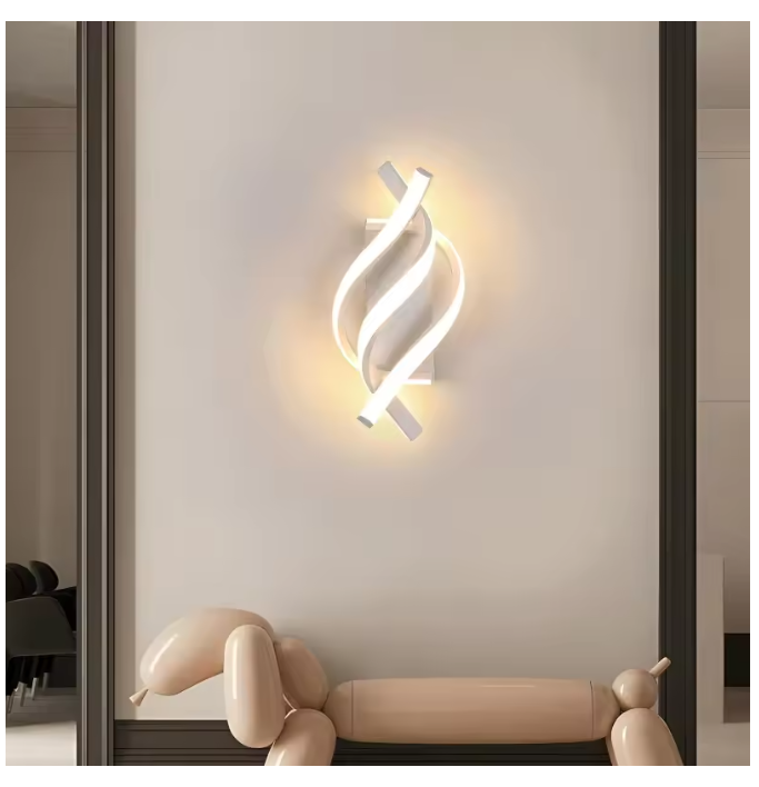 Gebogen LED Wandlamp – Spiraalvormig Design voor Slaapkamer, Woonkamer & Gang