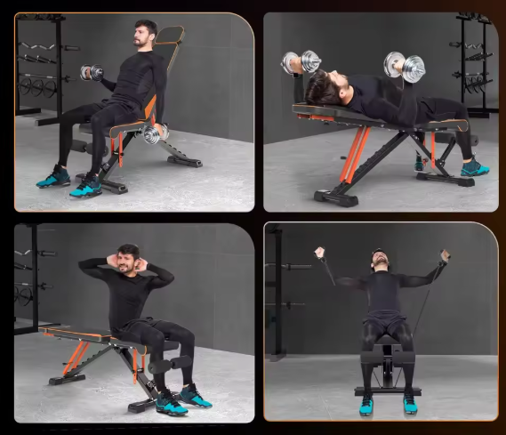 Opvouwbare Gewichtsbank – Verstelbare Full Body Fitnessbank met Weerstandsbanden