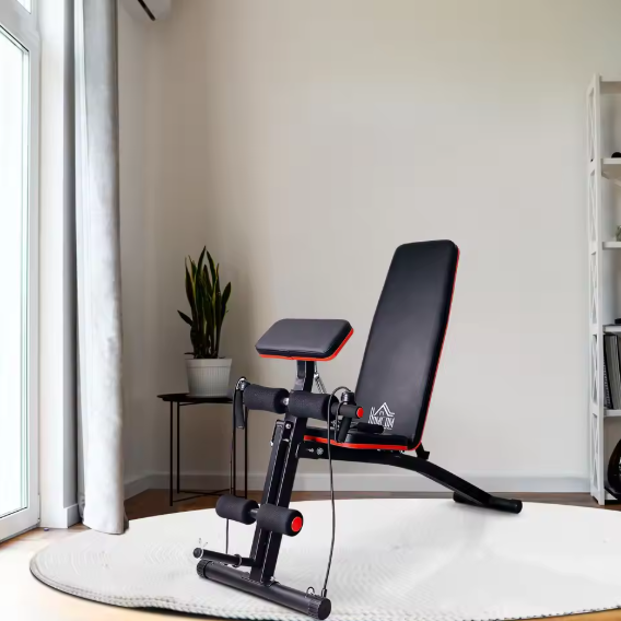 Opvouwbare Halterbank – Verstelbare Fitnessbank met 6 Posities & Preacher Curl