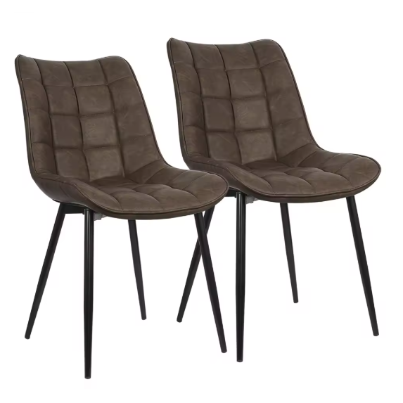 Set van 2 Eetkamerstoelen – Kunstleer met Metalen Poten, Modern & Comfortabel