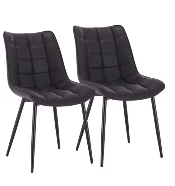 Set van 2 Eetkamerstoelen – Kunstleer met Metalen Poten, Modern & Comfortabel