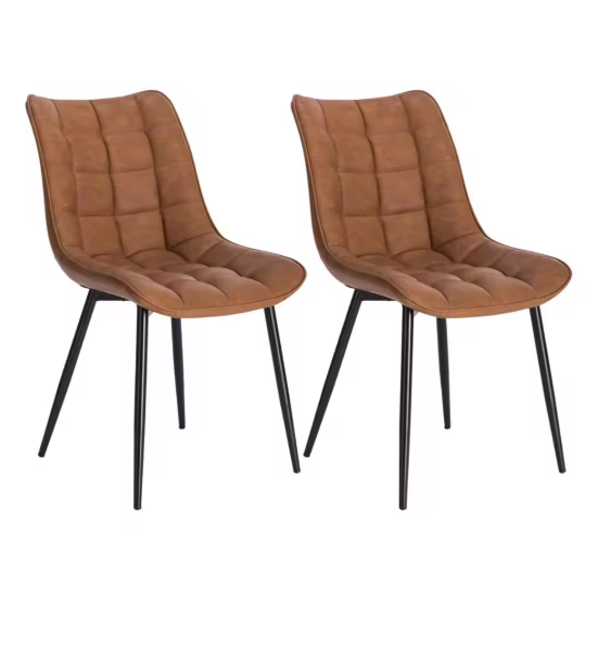 Set van 2 Eetkamerstoelen – Kunstleer met Metalen Poten, Modern & Comfortabel