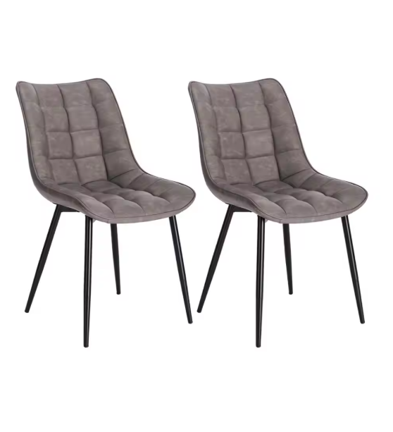 Set van 2 Eetkamerstoelen – Kunstleer met Metalen Poten, Modern & Comfortabel