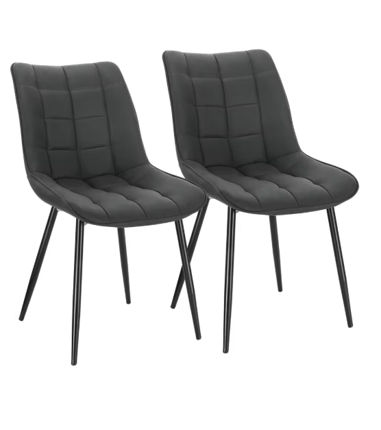 Set van 2 Eetkamerstoelen – Kunstleer met Metalen Poten, Modern & Comfortabel