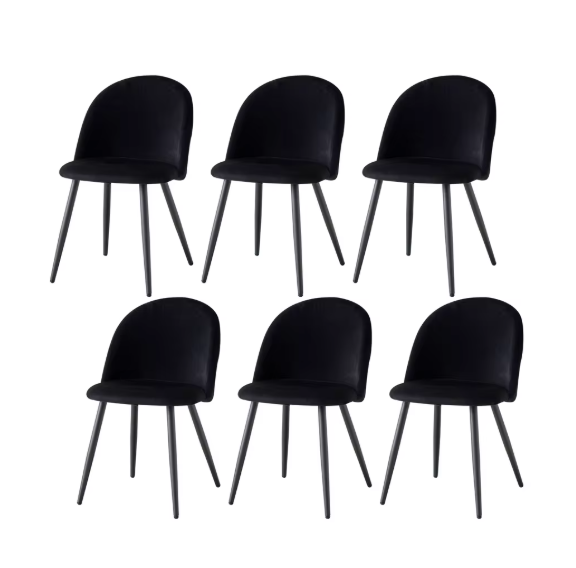 Set van 6 Fluwelen Eetkamerstoelen – Metalen Poten & Ergonomisch Ontwerp, Modern en Comfortabel
