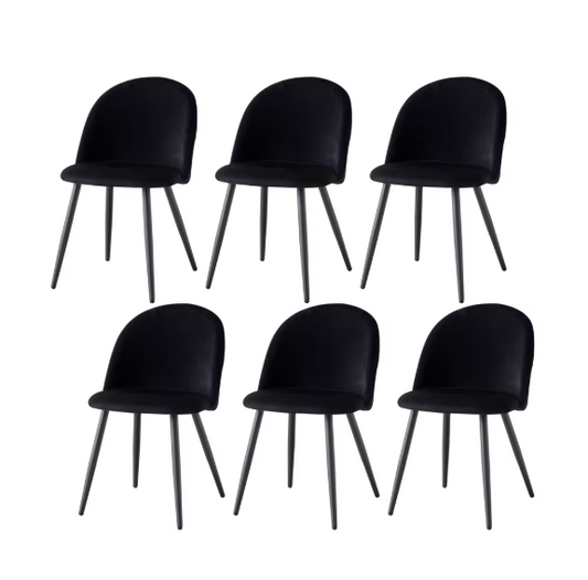Set van 6 Fluwelen Eetkamerstoelen – Metalen Poten & Ergonomisch Ontwerp, Modern en Comfortabel