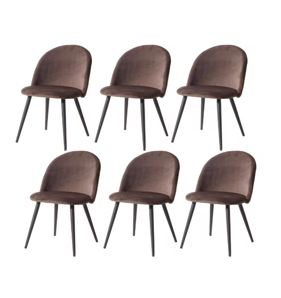 Set van 6 Fluwelen Eetkamerstoelen – Metalen Poten & Ergonomisch Ontwerp, Modern en Comfortabel