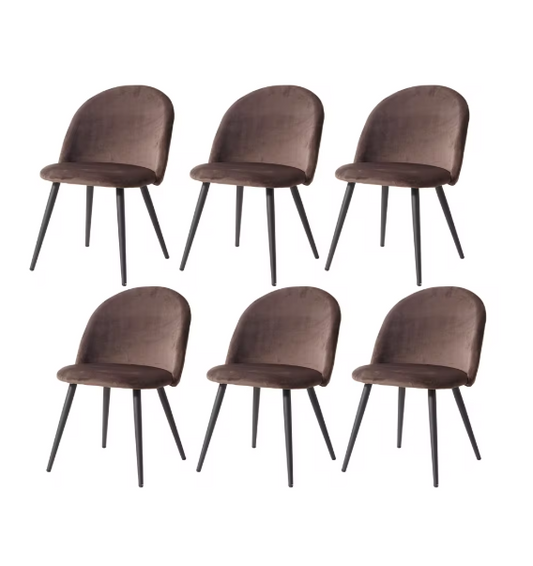 Set van 6 Fluwelen Eetkamerstoelen – Metalen Poten & Ergonomisch Ontwerp, Modern en Comfortabel