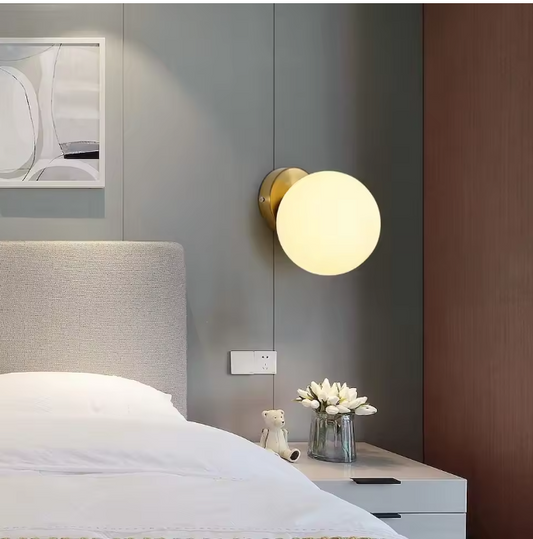 Moderne Wandlamp – E27 Bolvormig Design met Glazen Kap 15 cm