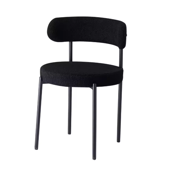 Set van 2 Scandinavische Eetkamerstoelen – Teddy Fluweel & Metalen Poten, Comfortabel en Modern