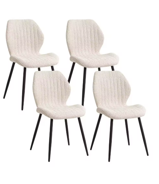 Set van 4 Moderne Eetkamerstoelen – Gewatteerde Zitting & Metalen Poten