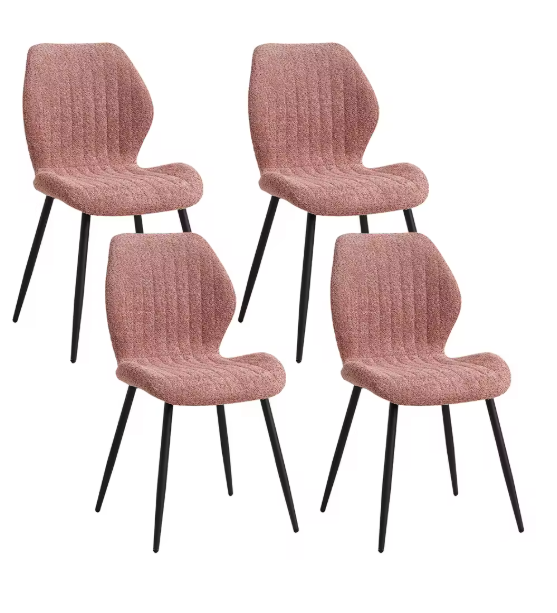 Set van 4 Moderne Eetkamerstoelen – Gewatteerde Zitting & Metalen Poten