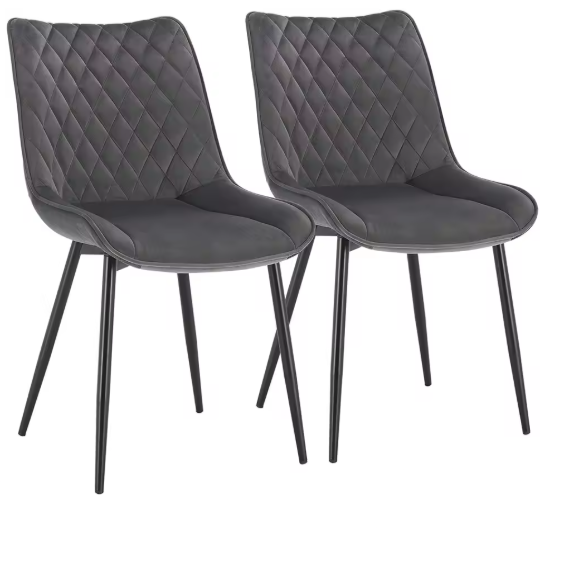 Set van 2 Eetkamerstoelen – Kunstleer met Rugleuning & Metalen Poten