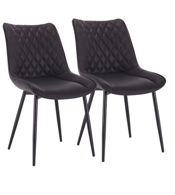 Set van 2 Eetkamerstoelen – Kunstleer met Rugleuning & Metalen Poten