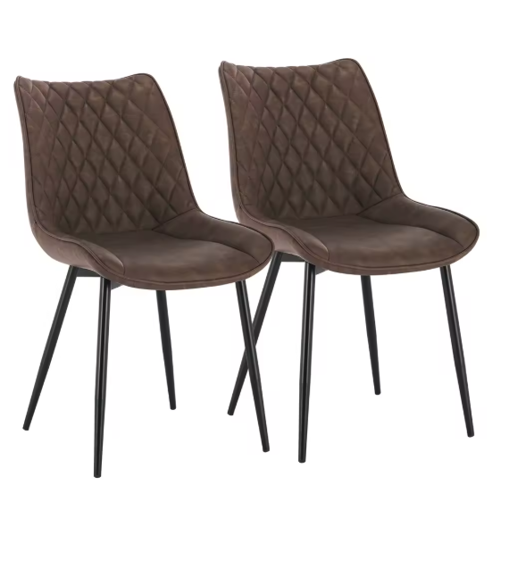 Set van 2 Eetkamerstoelen – Kunstleer met Rugleuning & Metalen Poten