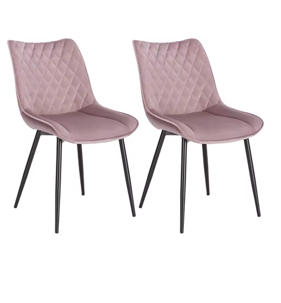 Set van 2 Eetkamerstoelen – Kunstleer met Rugleuning & Metalen Poten