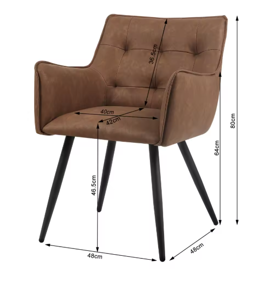 Set van 2 Fluwelen Eetkamerstoelen – Met Armleuningen & Metalen Poten