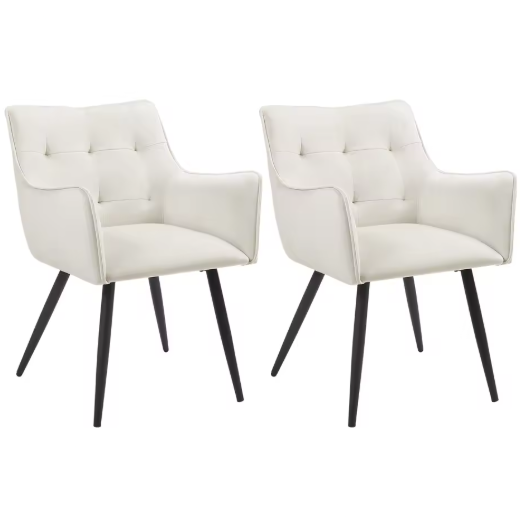 Set van 2 Fluwelen Eetkamerstoelen – Met Armleuningen & Metalen Poten