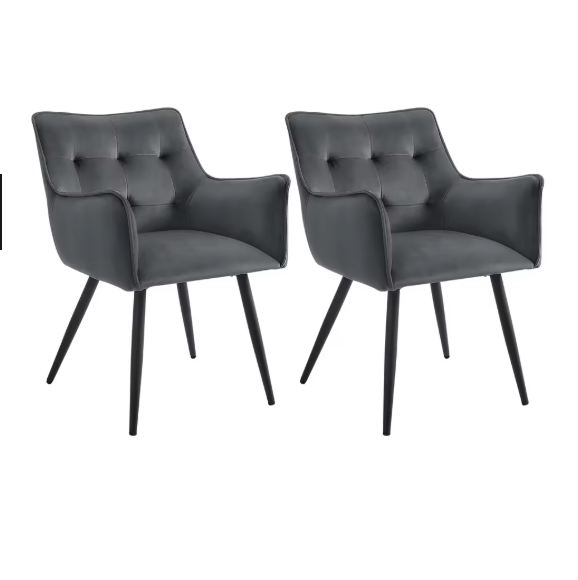 Set van 2 Fluwelen Eetkamerstoelen – Met Armleuningen & Metalen Poten