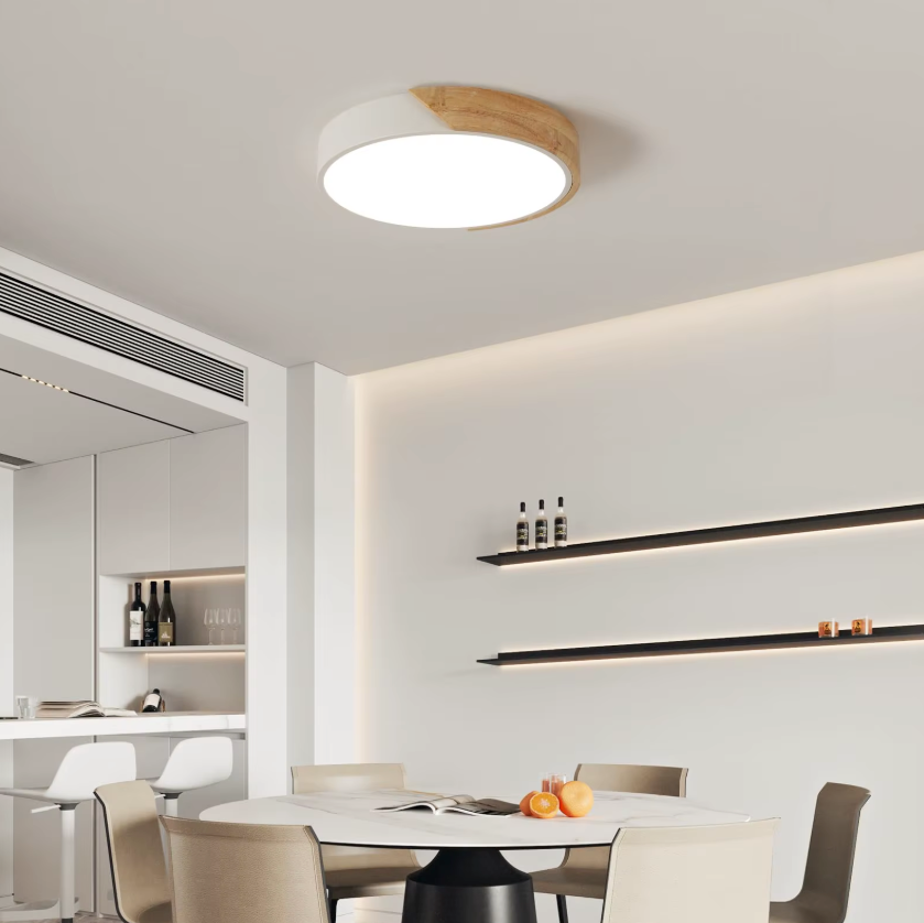 Lumière Plafondlamp – Minimalistische LED-Plafondlamp met Houten Details