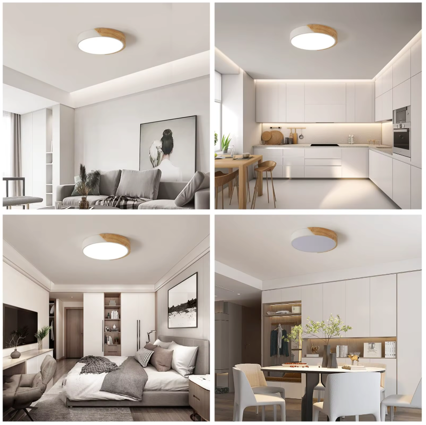 Lumière Plafondlamp – Minimalistische LED-Plafondlamp met Houten Details