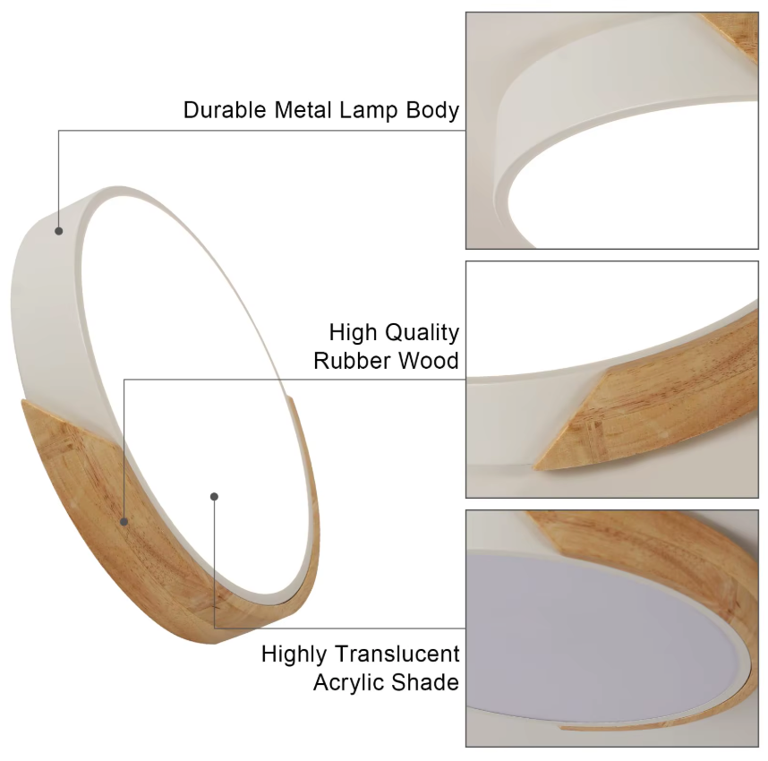 Lumière Plafondlamp – Minimalistische LED-Plafondlamp met Houten Details