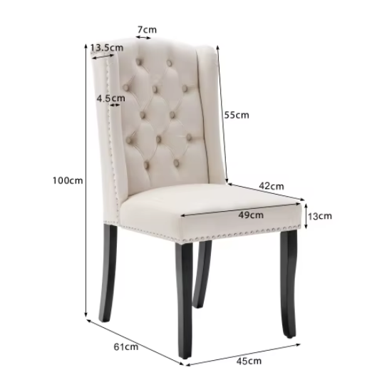 Set van 2 Fluwelen Eetkamerstoelen met Eikenhouten Poten