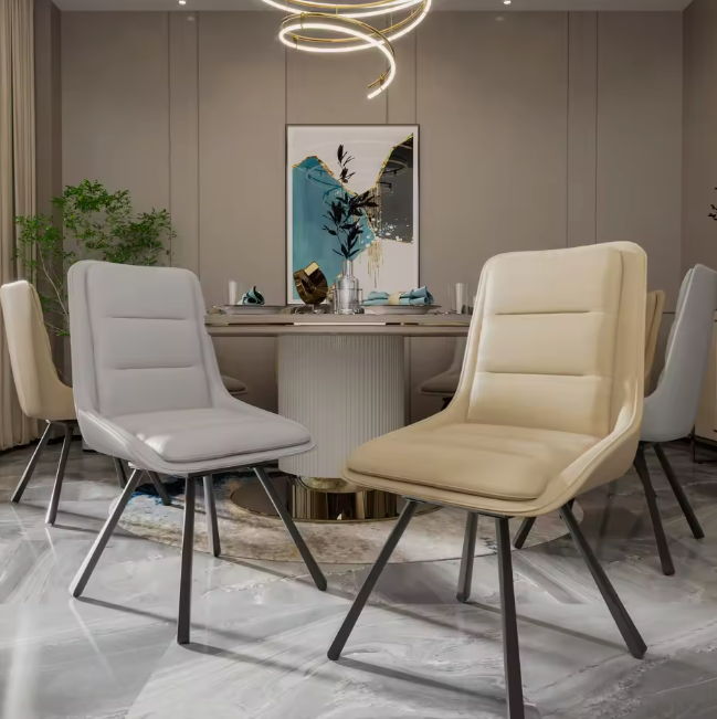 Set van 2 Luxe Draaibare Eetkamerstoelen – 360° Swivel – Gestoffeerd met Hoge Rugleuning