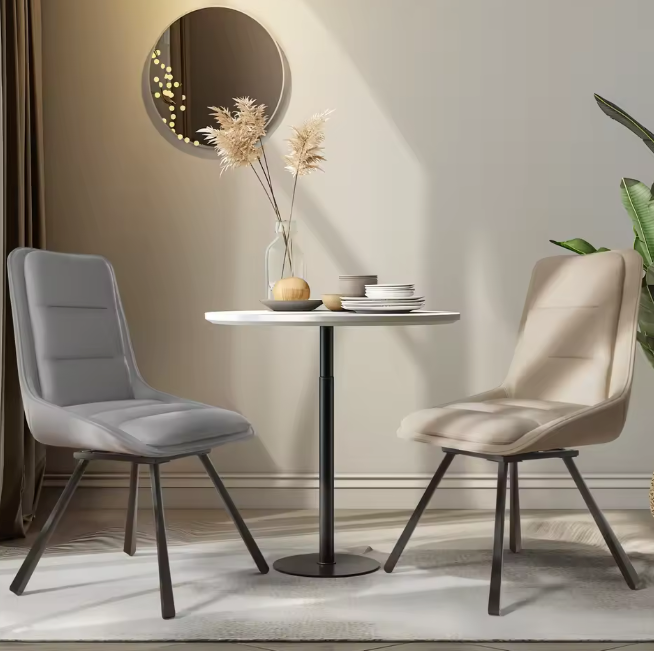 Set van 2 Luxe Draaibare Eetkamerstoelen – 360° Swivel – Gestoffeerd met Hoge Rugleuning