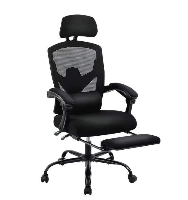 Ergonomische Draaistoel – Ligfunctie – Mesh Rug – Lendensteun & Voetsteun