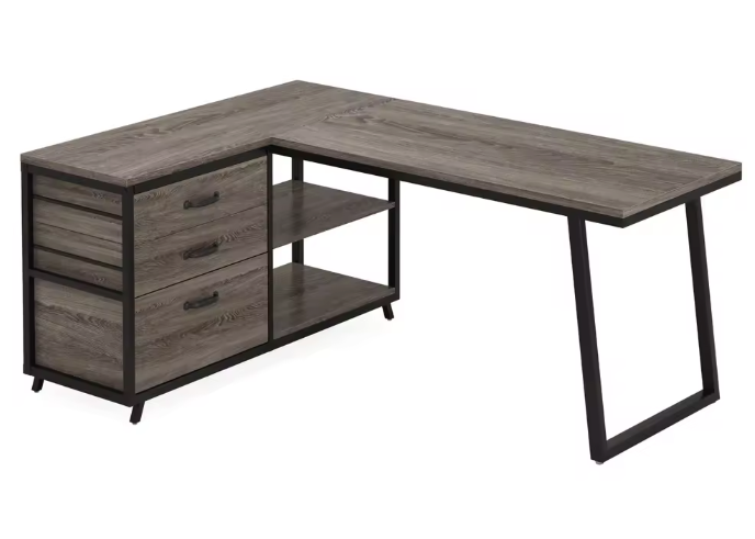 L-vormig Hoekbureau met Lades en Planken – 135 cm Breed