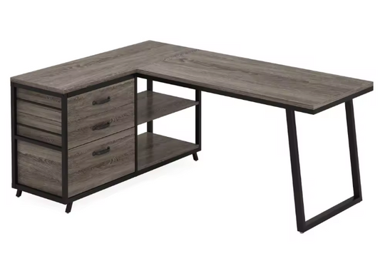 L-vormig Hoekbureau met Lades en Planken – 135 cm Breed